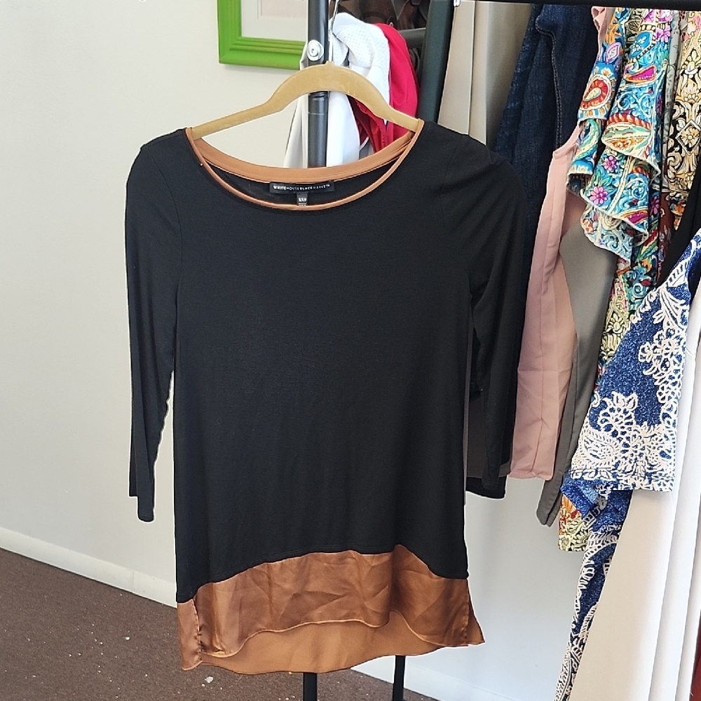 White House Black Market Black and Brown Long Sleeve Top